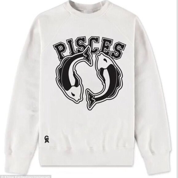 Good American Sweaters - Good American Pisces Graphic Sweatshirt Khloe Kardashian Cream Fits Medium 2/3